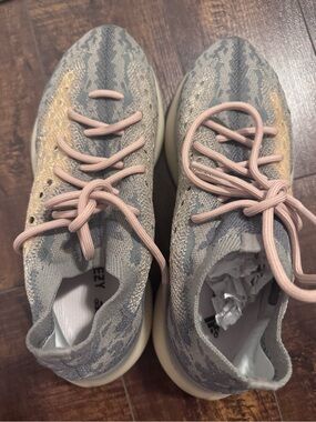 Yeezy Knit Sneakers in Gray, Beige